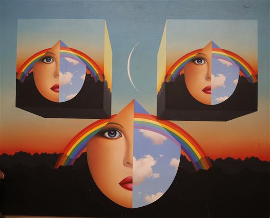 Anthony John Gray (b. 1946) Three faces, rainbows, sunset 31.5 x 41in.